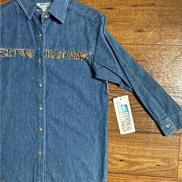 Central Falls • USA • Denim • Girl (Medium) • Blue • Beaded Fringe • Blouse •New - Picture 11 of 13